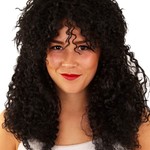 Bazaar Ple4 Pruik Zwart Krulletjes Lang