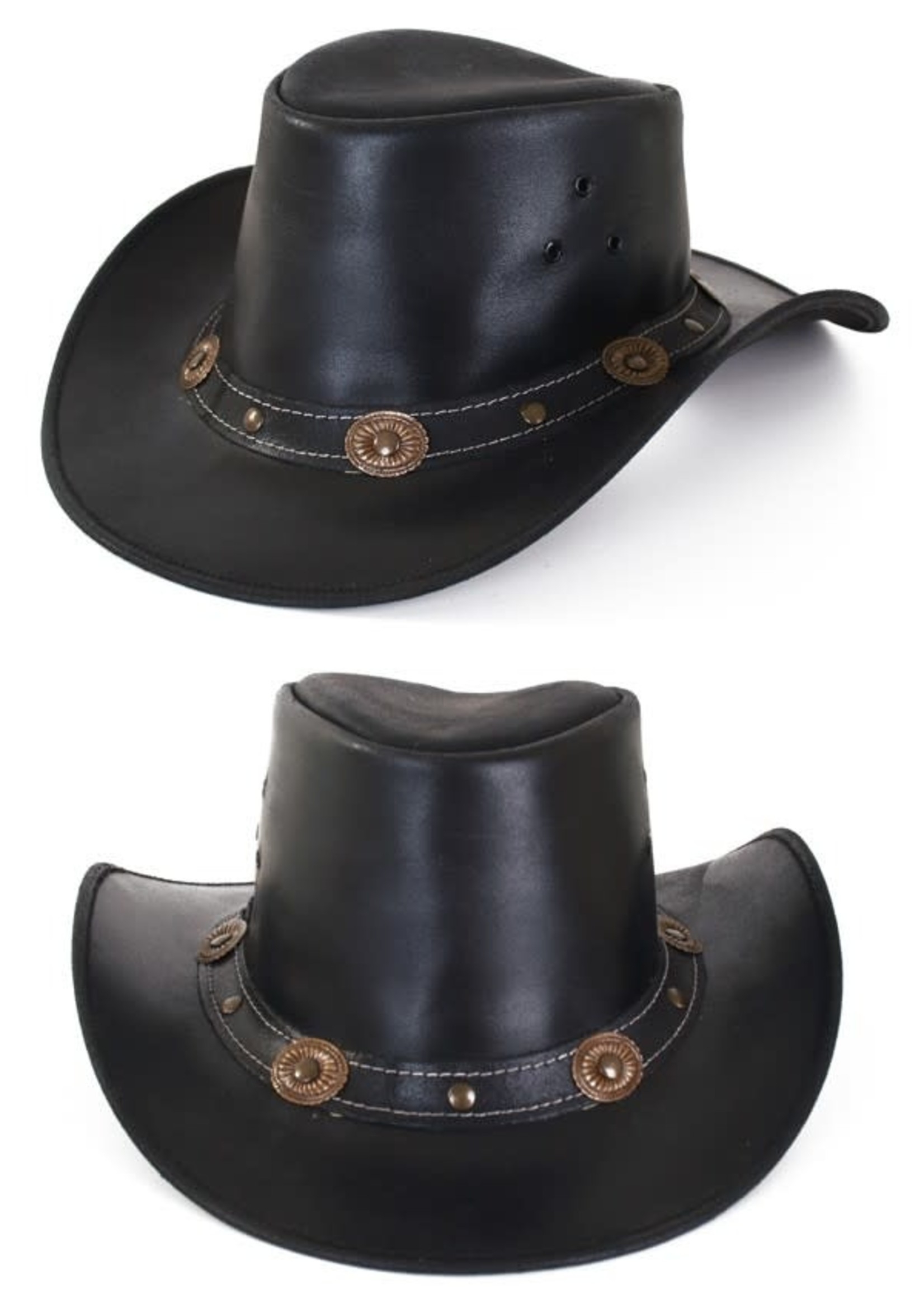 Bazaar Ple4 Cowboy hoed leer zwart