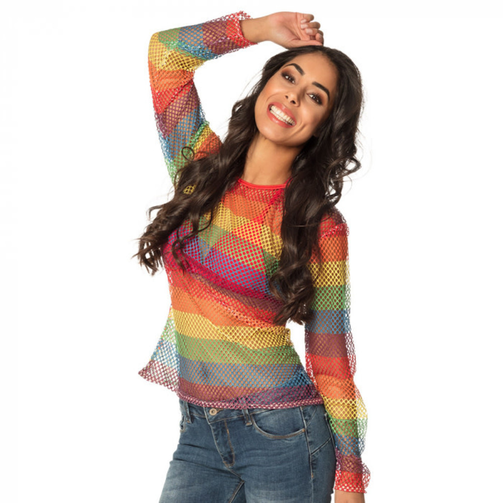 Bazaar Ple4 Visnet shirt regenboog