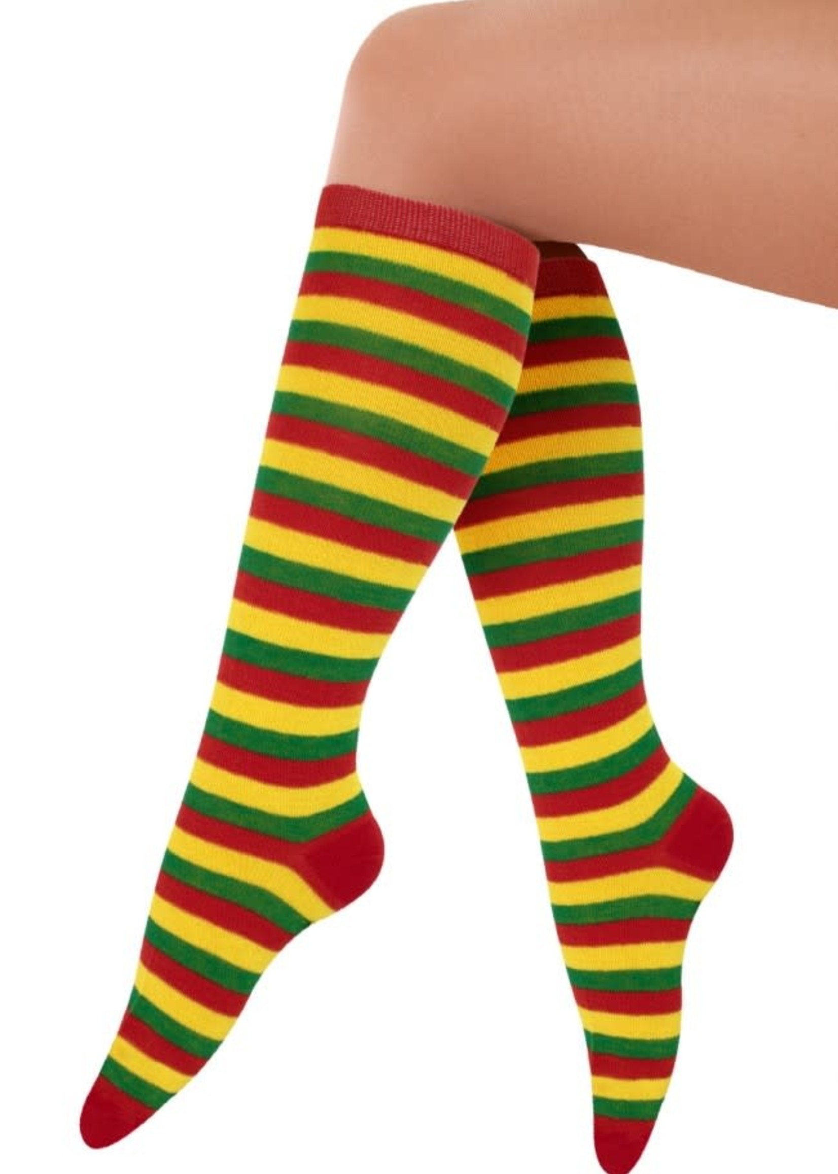 Bazaar Ple4 Sokken rood/geel/groen gestreept