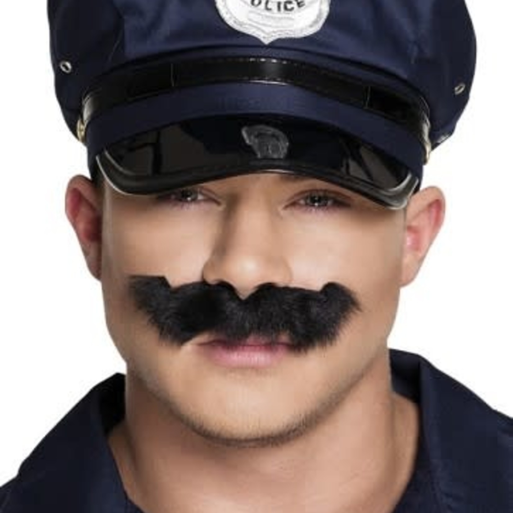 Bazaar Ple4 Politie snor - zwart
