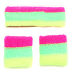 Zweetbandjes set - Roze/Geel/Groen