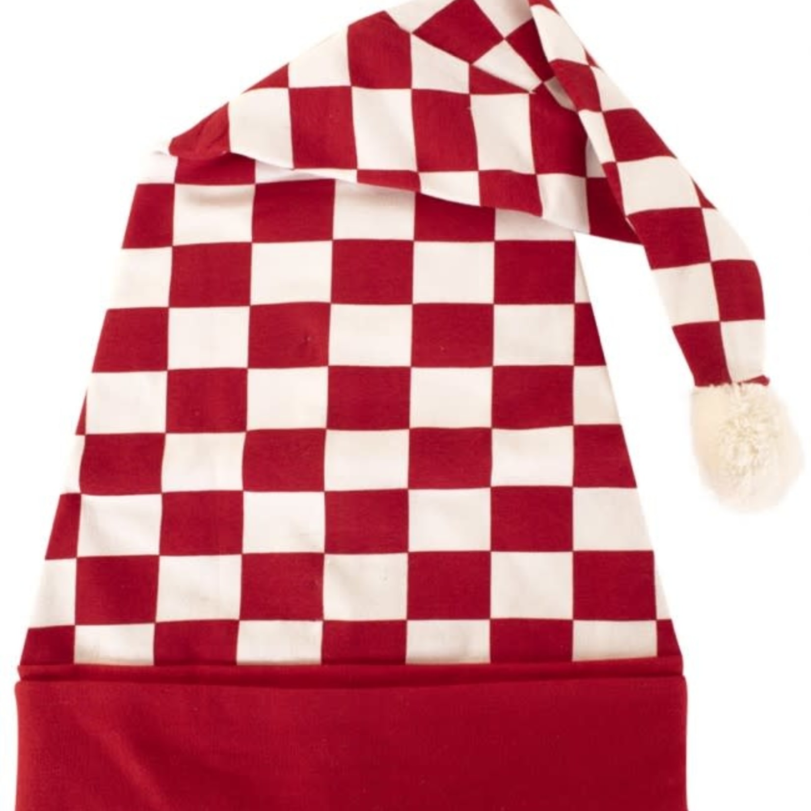 Slaapmuts rood/wit geblokt