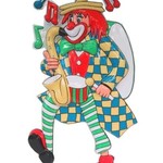 Wanddeco clown met saxofoon -  60 cm