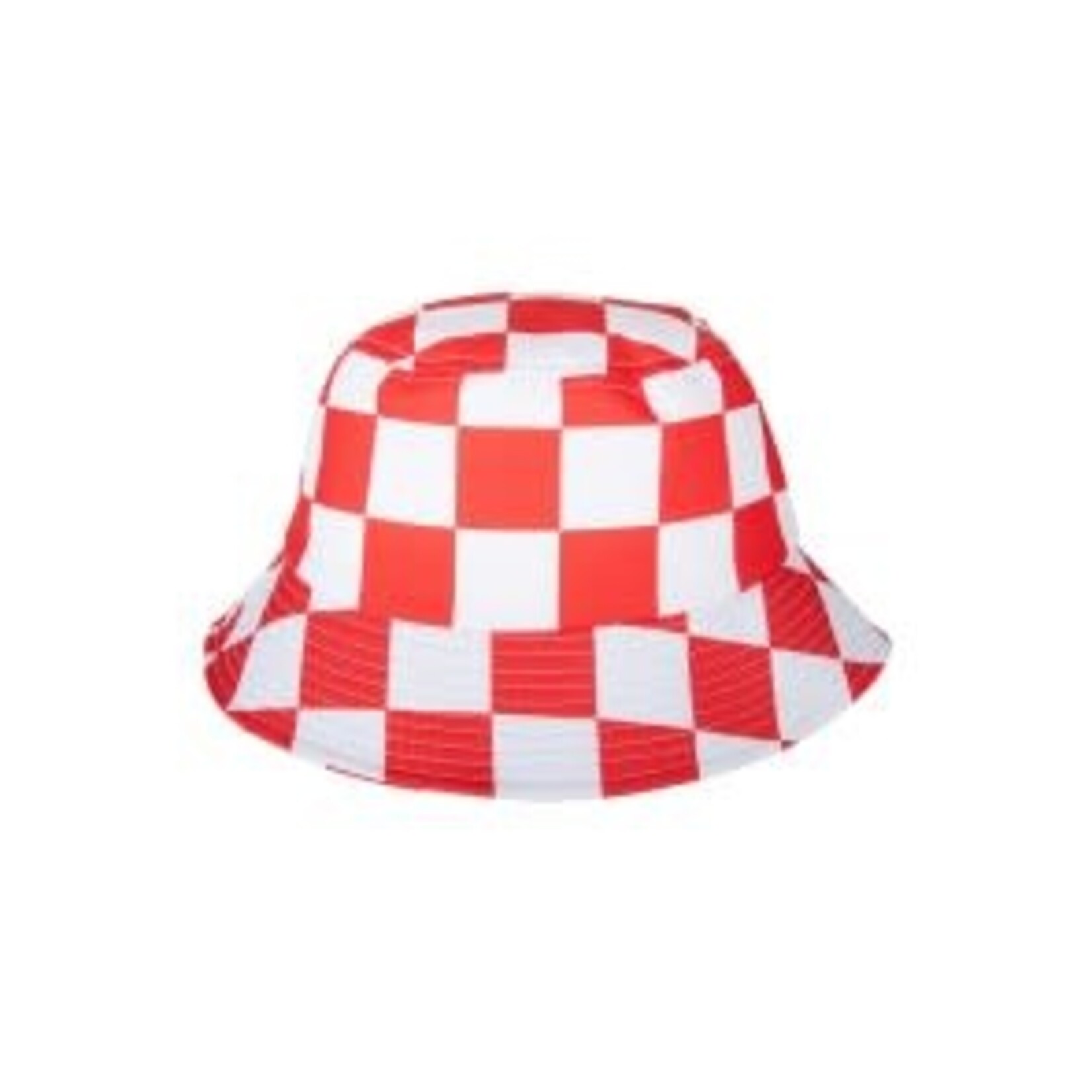 Visserhoedje Rood/Wit Geblokt