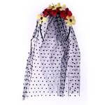 Diadeem Sluier Zwart Met Bloemen