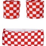 Zweetbandjes Set Rood/Wit Geblokt