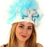 Fur Hoed Blauw/Wit Incluesief Verlichting