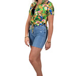 Hawaii Knoop Blouse Met Zonneklep - Dames
