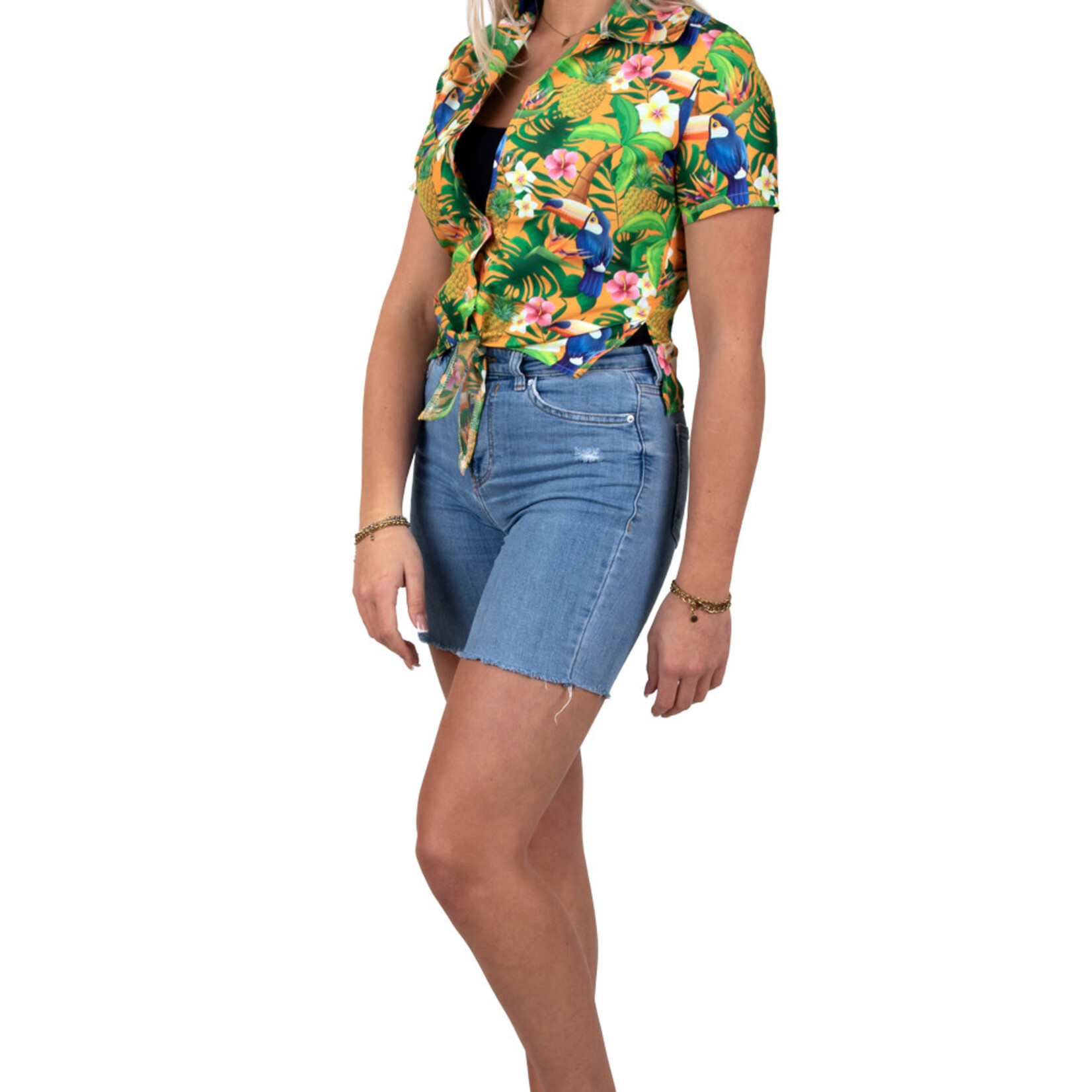 Hawaii Knoop Blouse Met Zonneklep - Dames