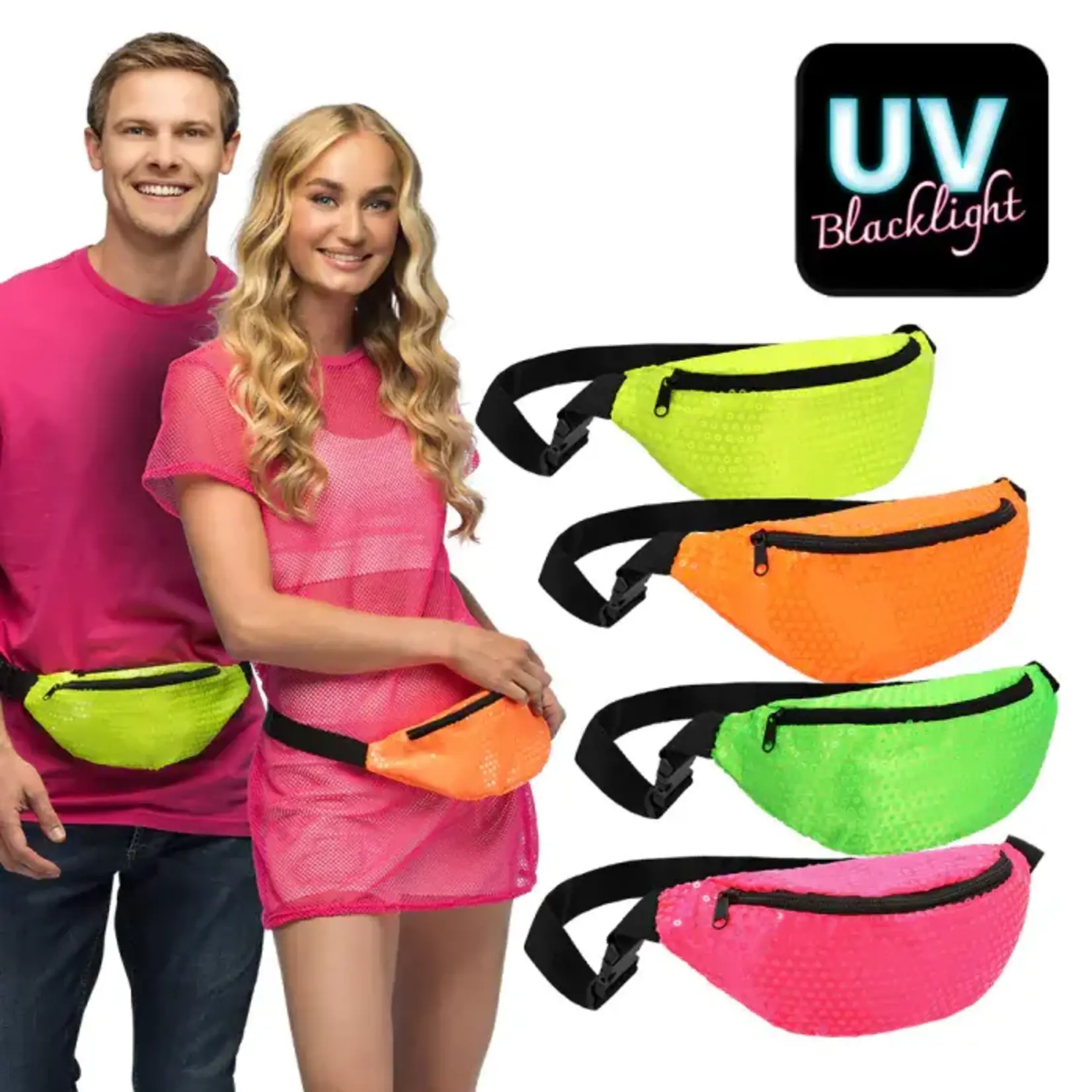 Heuptasje Sequins  4 Neon kleuren Ass