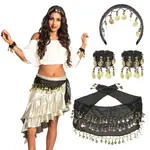 Set Belly dance (hoofdband, armbanden en ceintuur)