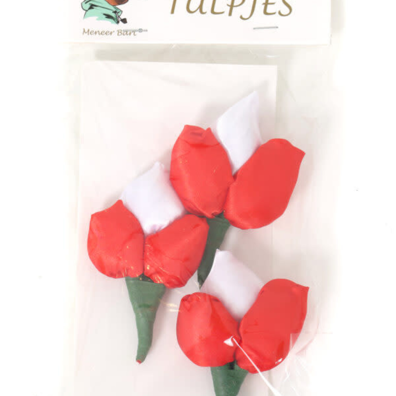 TulpenBroche Rood/Wit 3ST