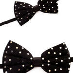 Vlinderstrik zwart met zilveren Bolletjes