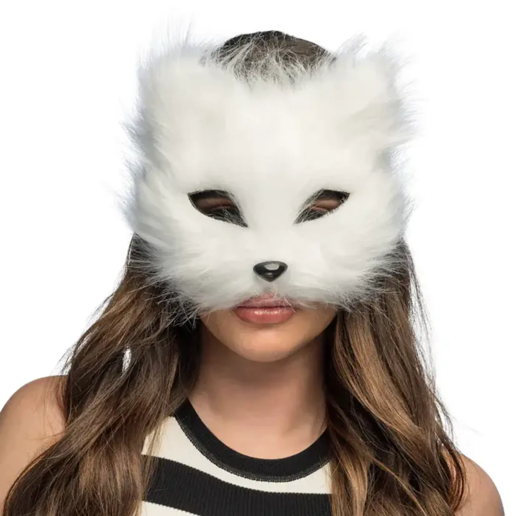 Pluchen Halfmasker Witte Kat