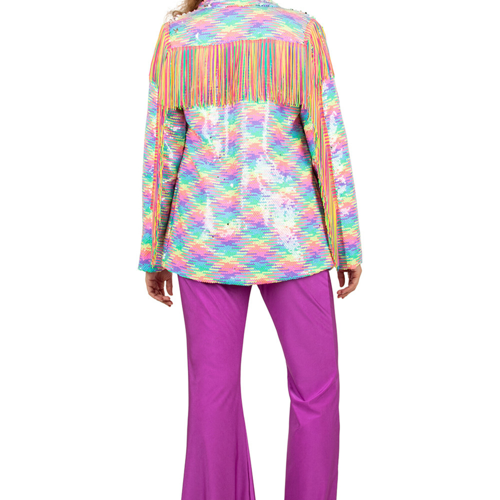 Jas Pailletten Regenboog Met Franje