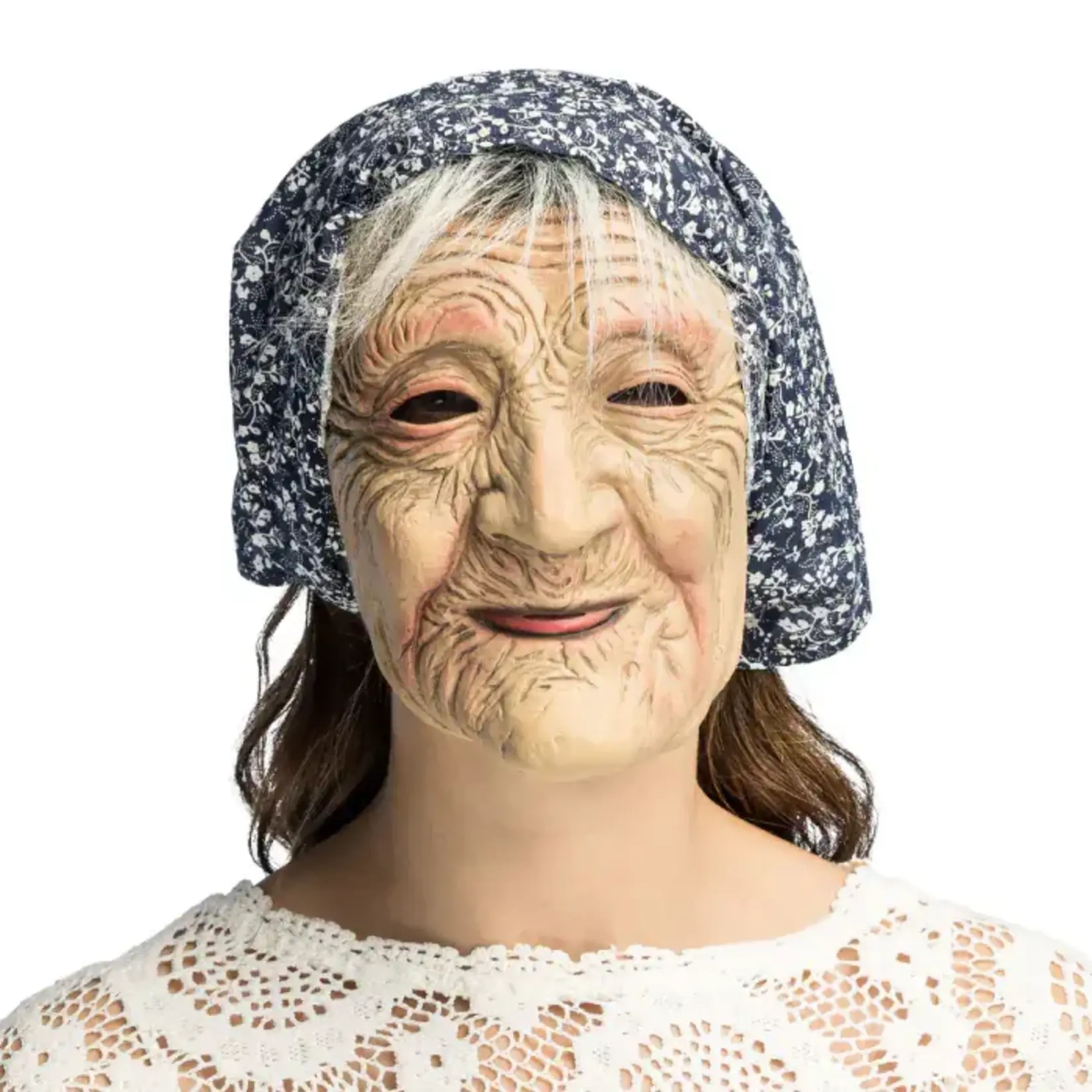 Latex Hoofdmasker Oude Vrouw Met Kap