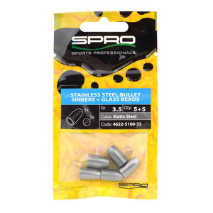 Spro Stainless steel bullet sinkers + glass beads