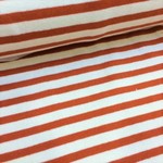 COUPON 50cm - Boordstof Streep roest-wit