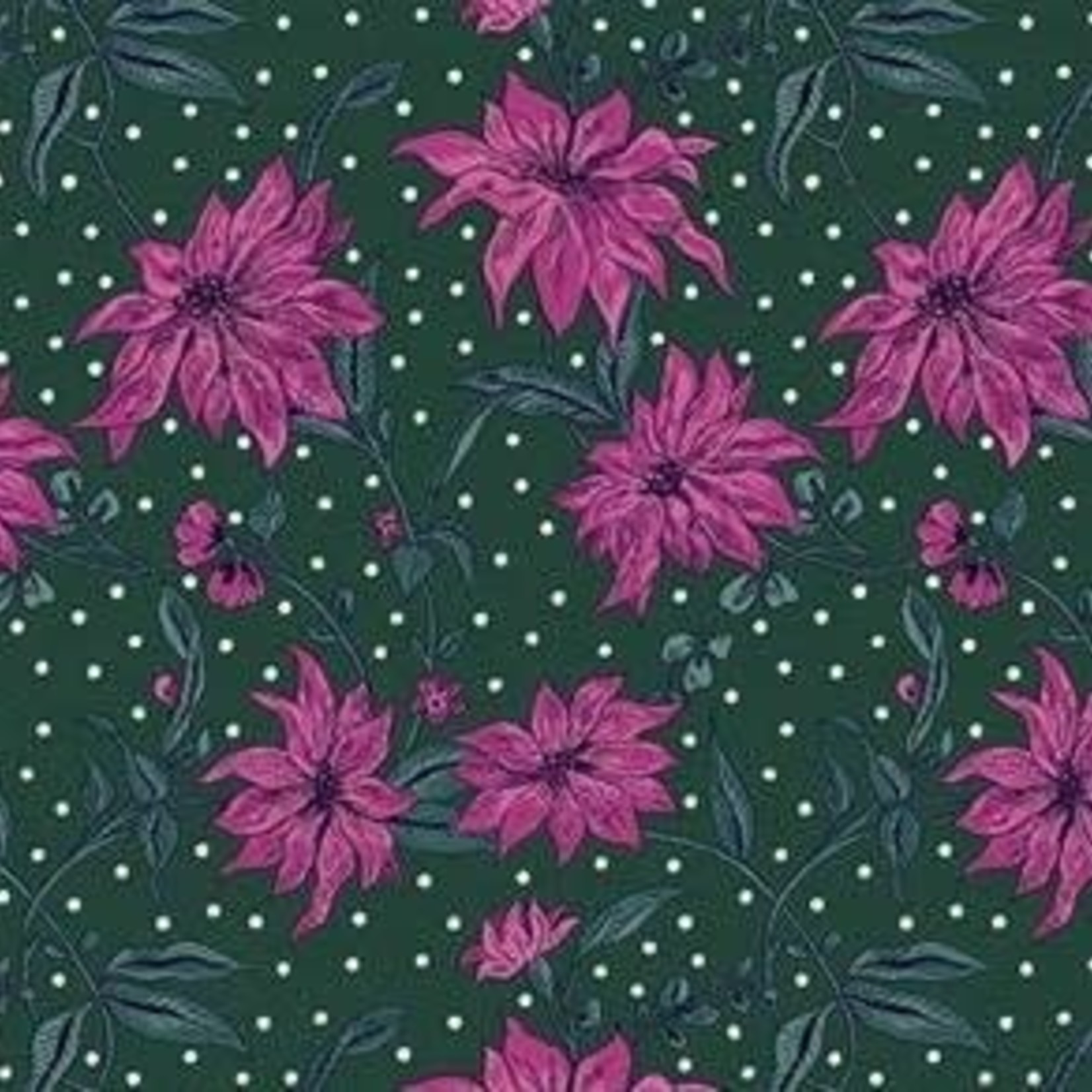 Liberty London Katoen Poinsettia Pink/Green - Liberty London