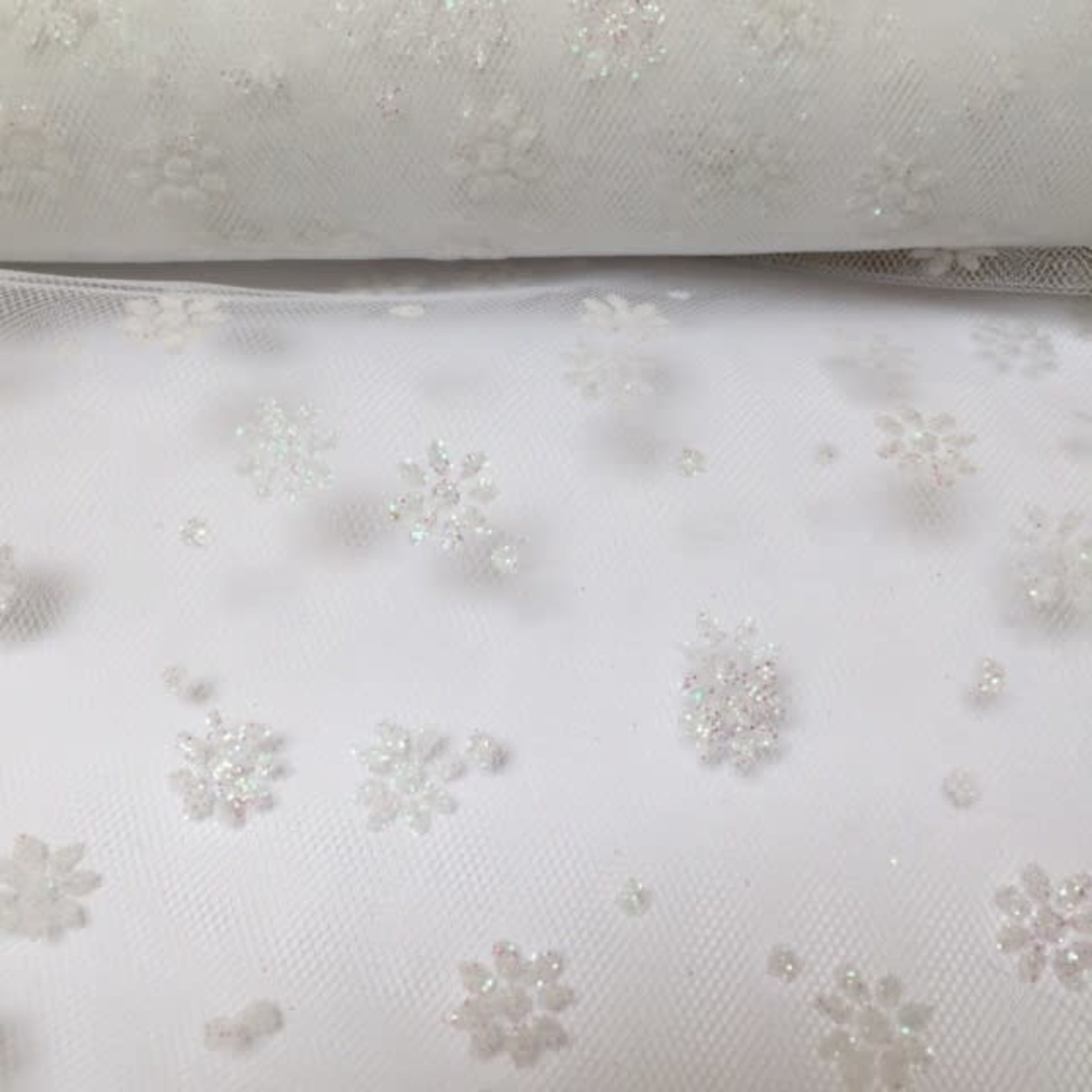 Anne Kurris COUPON 30cm - Tule wit glitter bloemetje