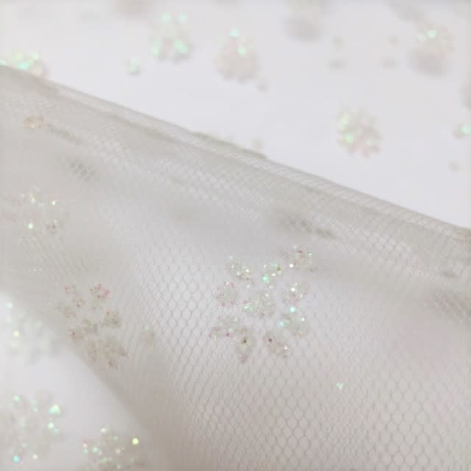 Anne Kurris COUPON 30cm - Tule wit glitter bloemetje