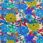 COUPON 1m50 - Tricot Blue Flowers