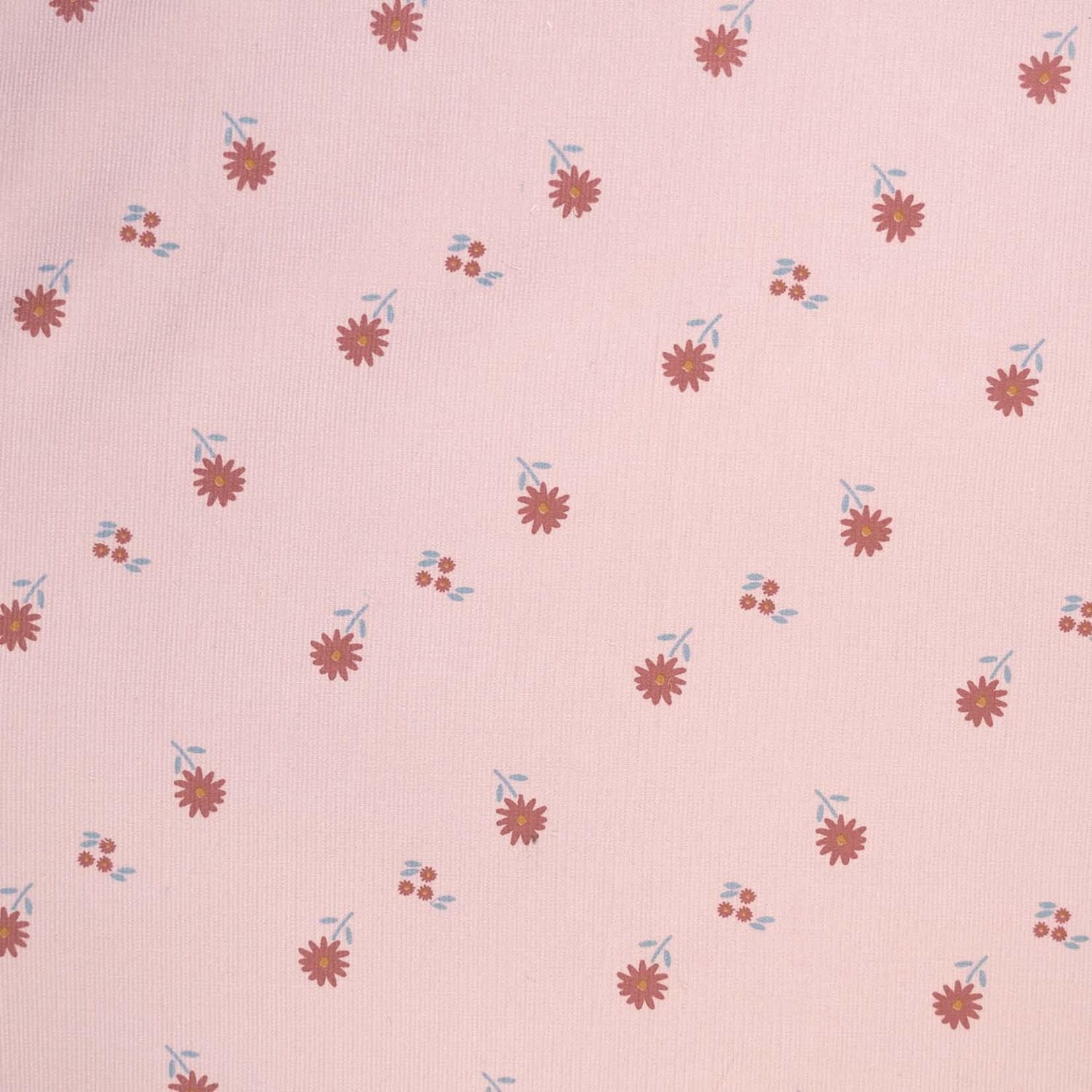 Katia Fabrics Fijne Ribfluweel Pink retro Flowers