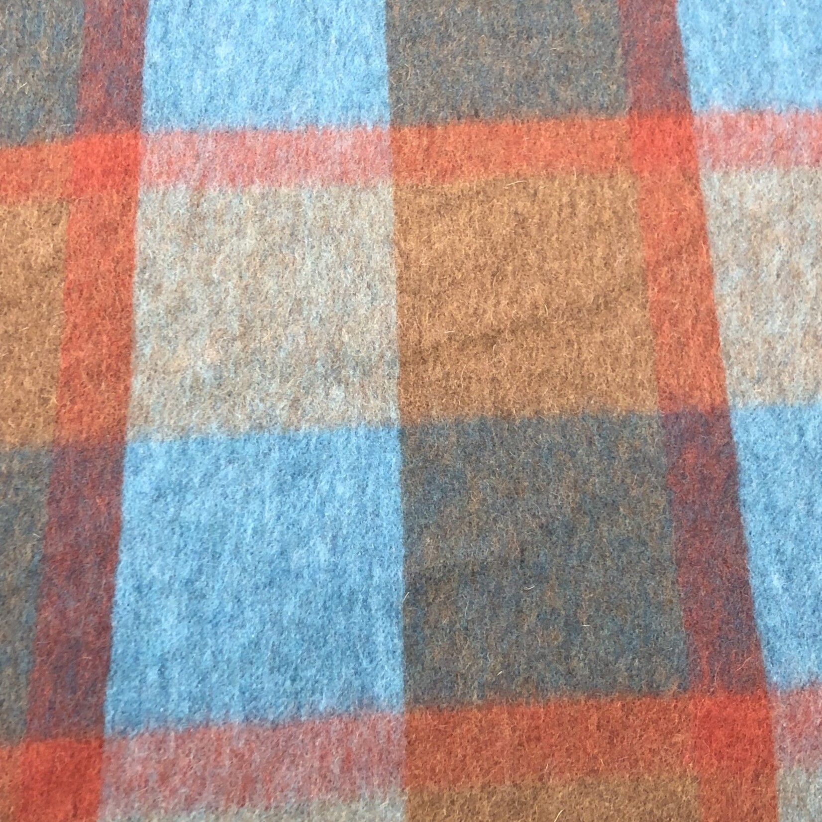 Comme ça Mantelstof Ruit Turquoise/Camel - Comme ça