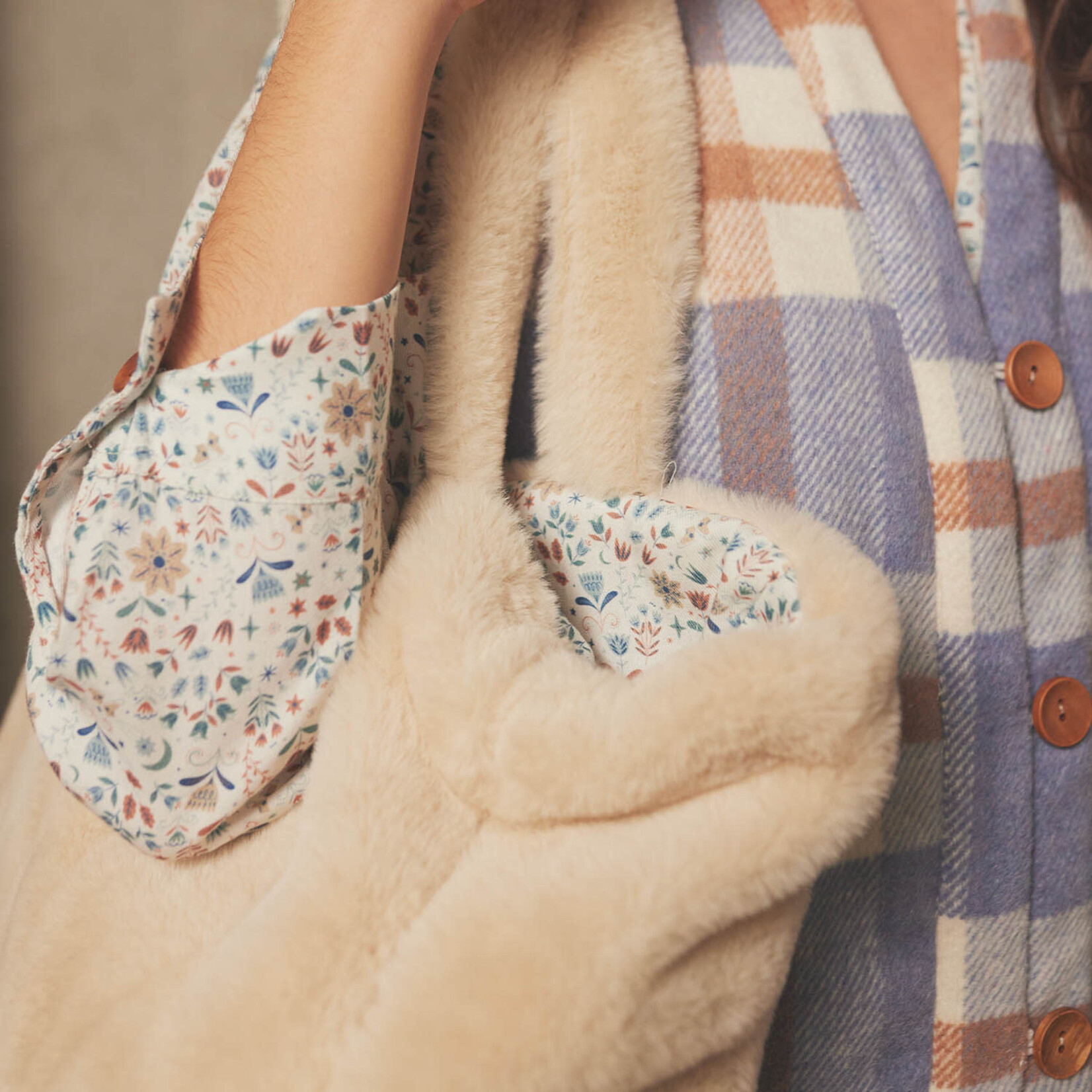 Katia Fabrics Mantelstof Flanel Ruit Lavendel/Roest