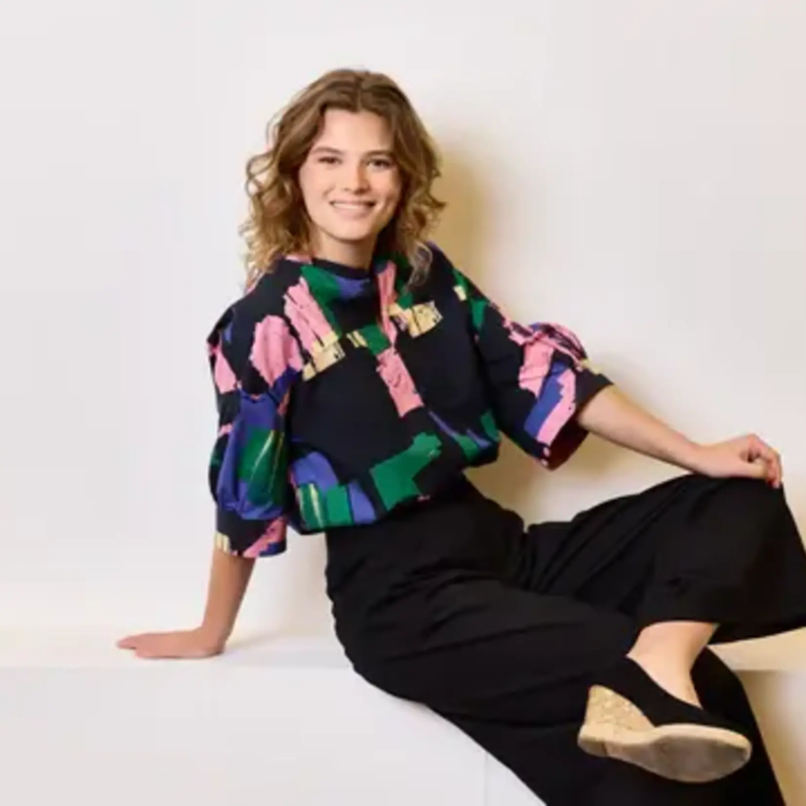 Atelier Jupe COUPON 55cm - Katoen Colour-Blocked Black - Atelier Jupe