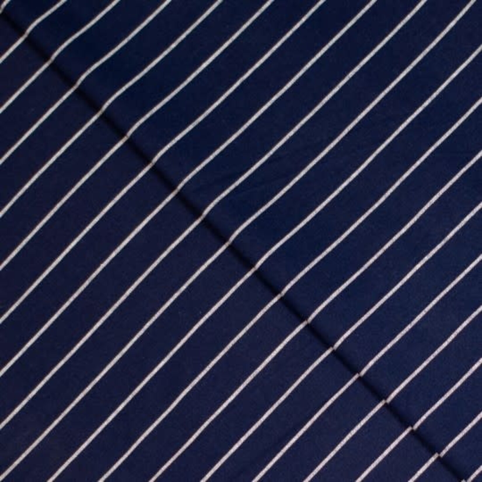 COUPON 50cm - Licht rekbare Katoen Krijstreep Blauw
