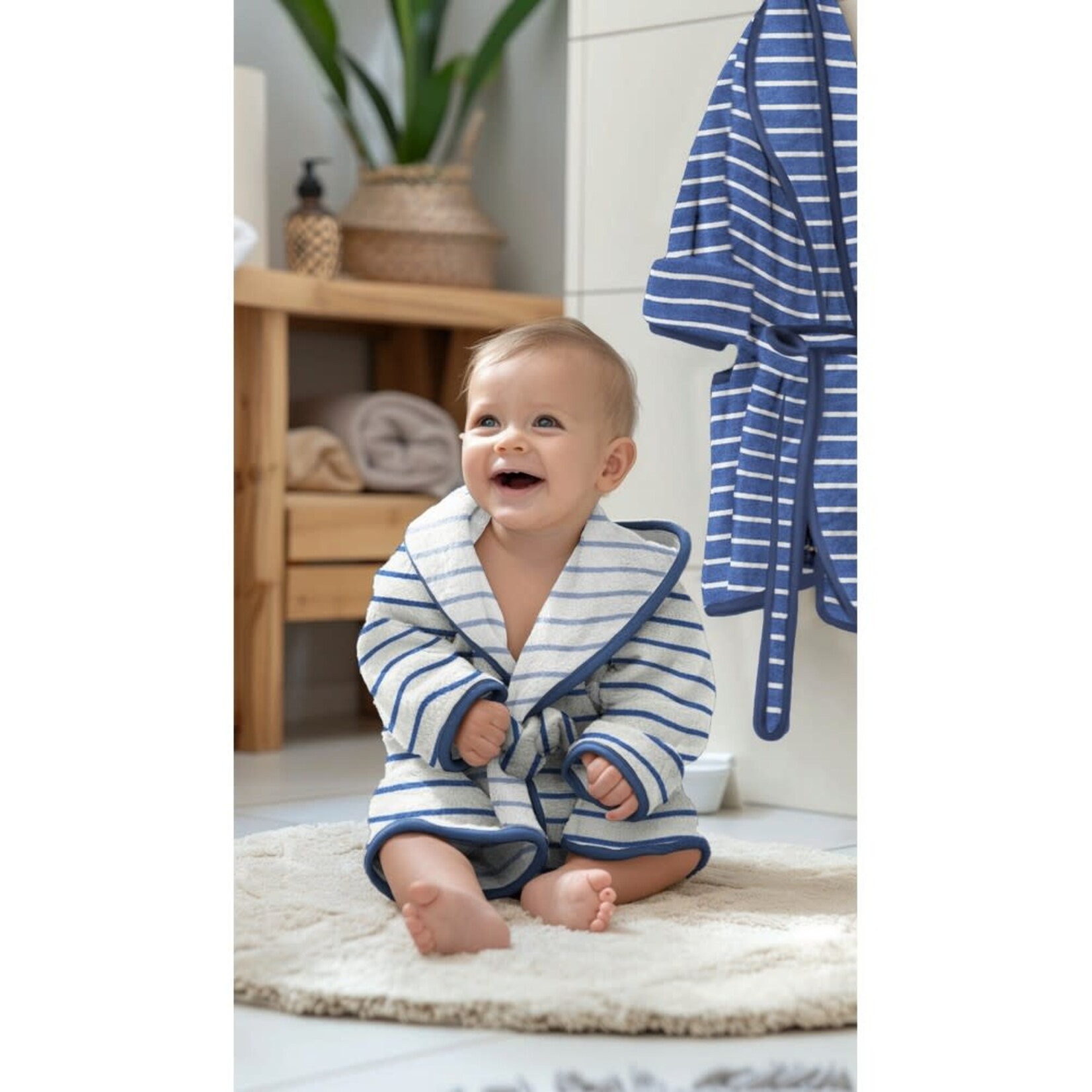 Spons Streepje Ecru-Blauw