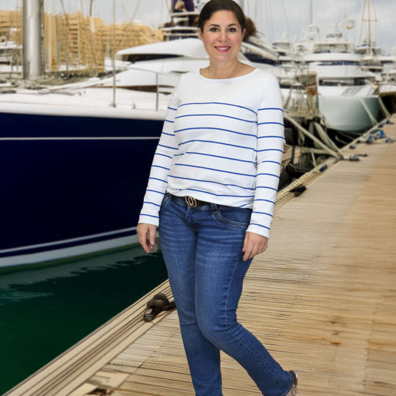 Paneel French Terry Lineas Wit/Blauw