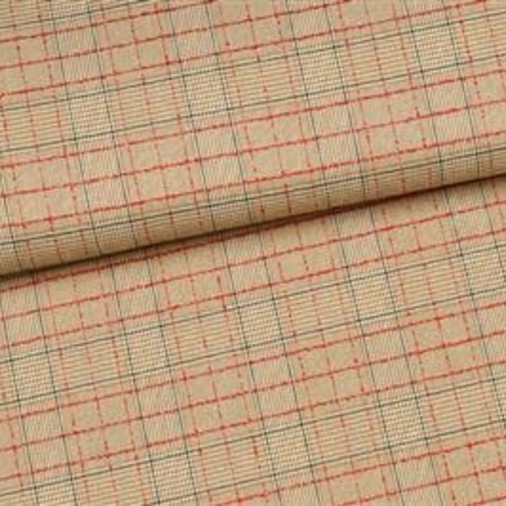 Editex Katoenmix Ruit Beige/Rood