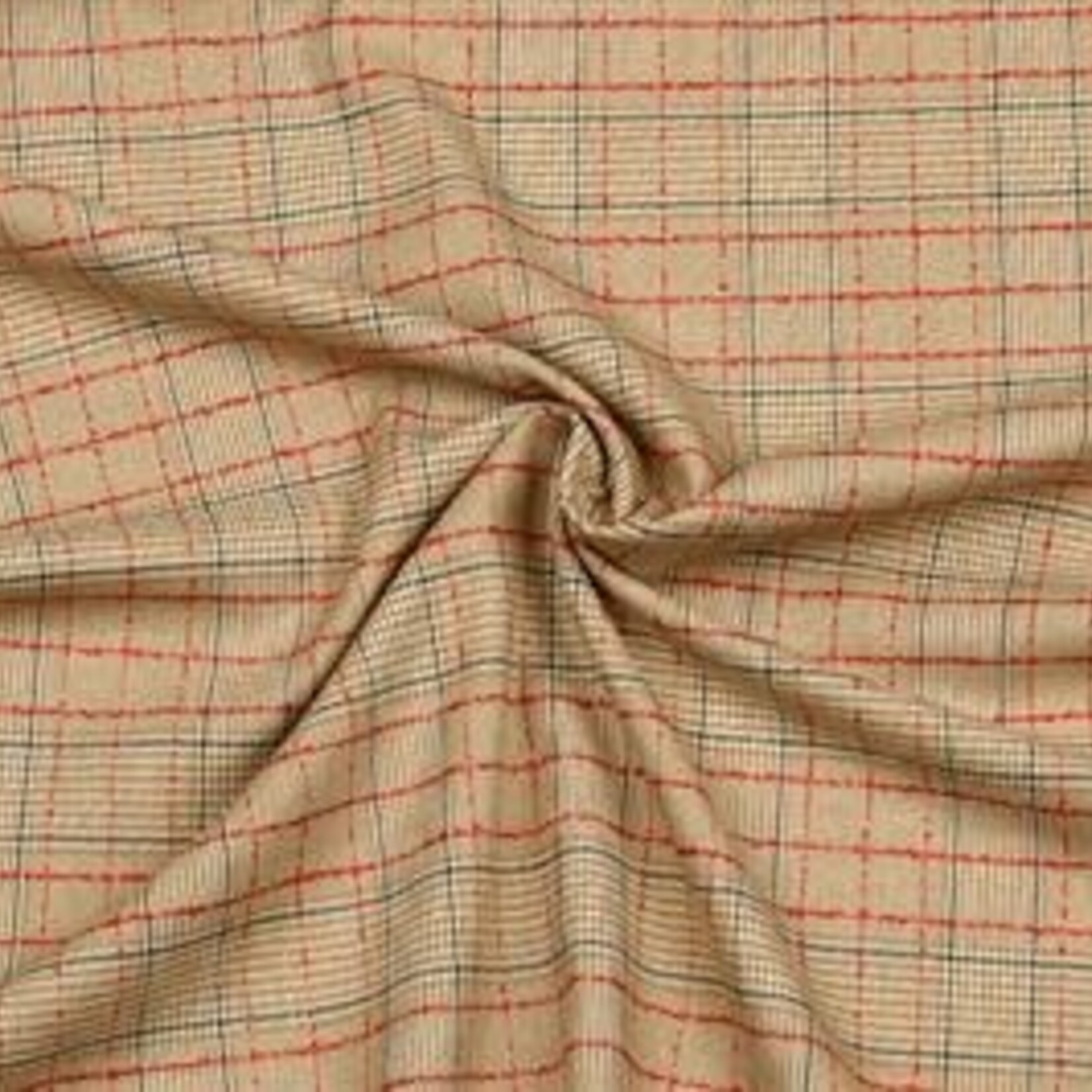 Editex Katoenmix Ruit Beige/Rood