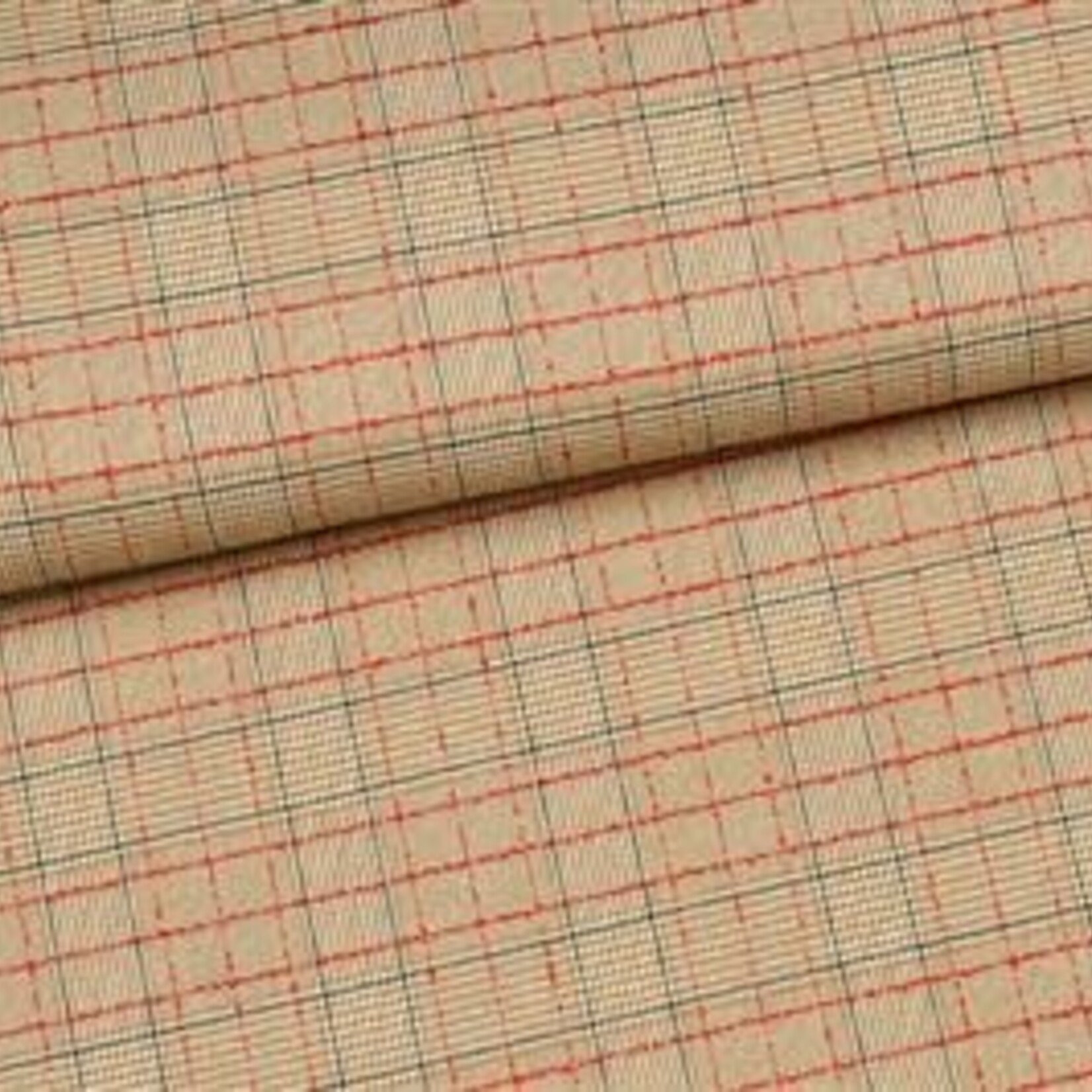 Editex Katoenmix Ruit Beige/Rood