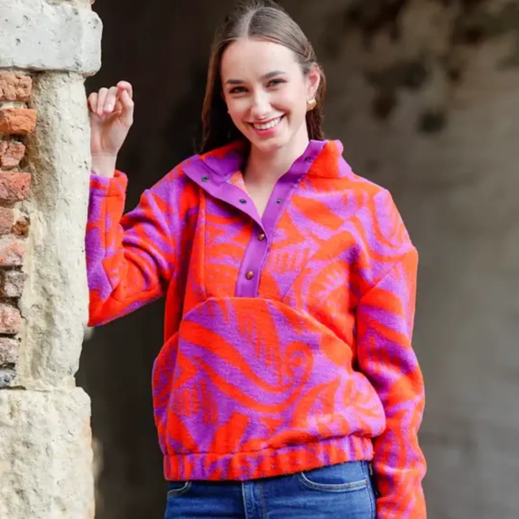 Atelier Jupe Wollen bloemenstof Paars & Oranje - Atelier Jupe