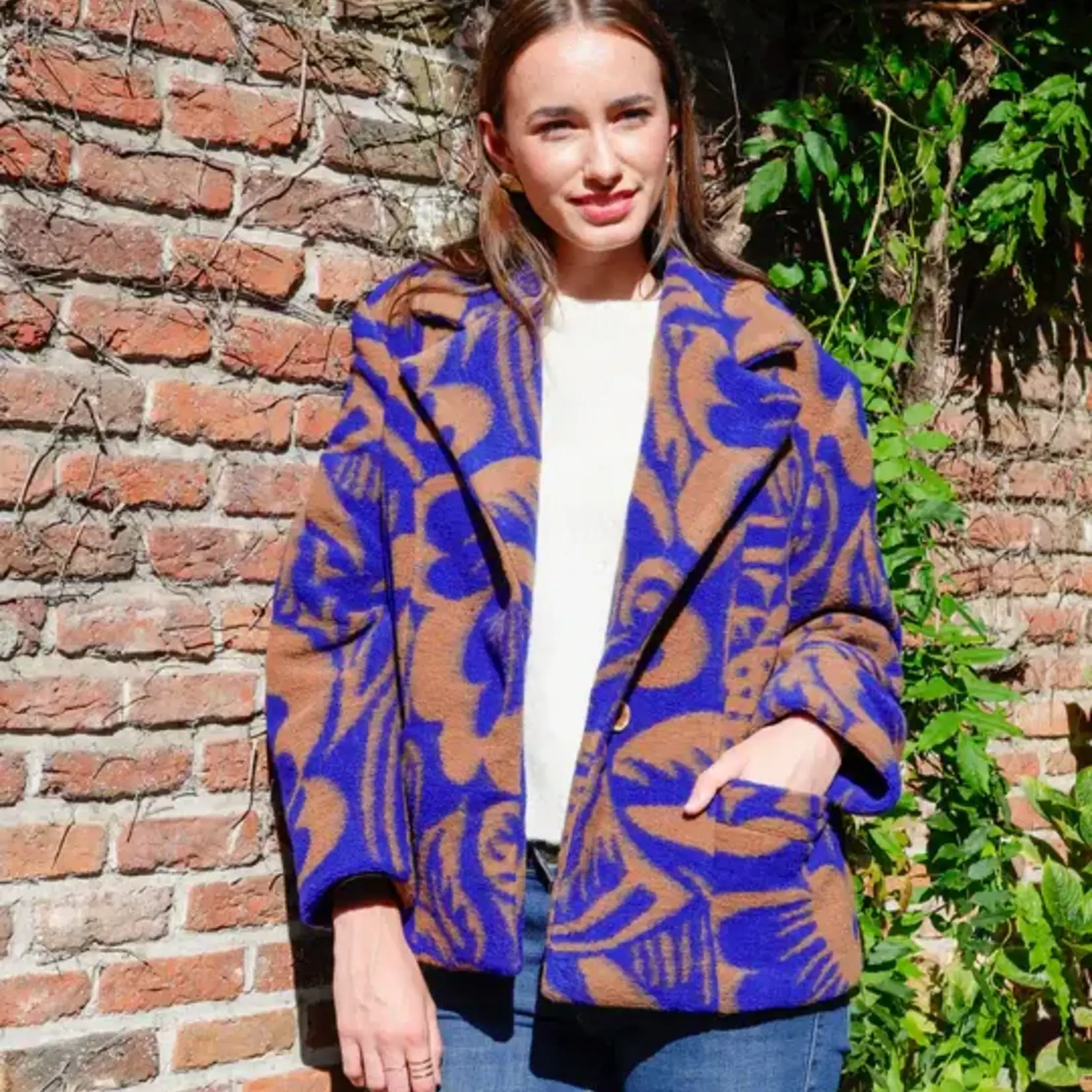 Atelier Jupe Wollen bloemenstof Blauw-Bruin - Atelier Jupe
