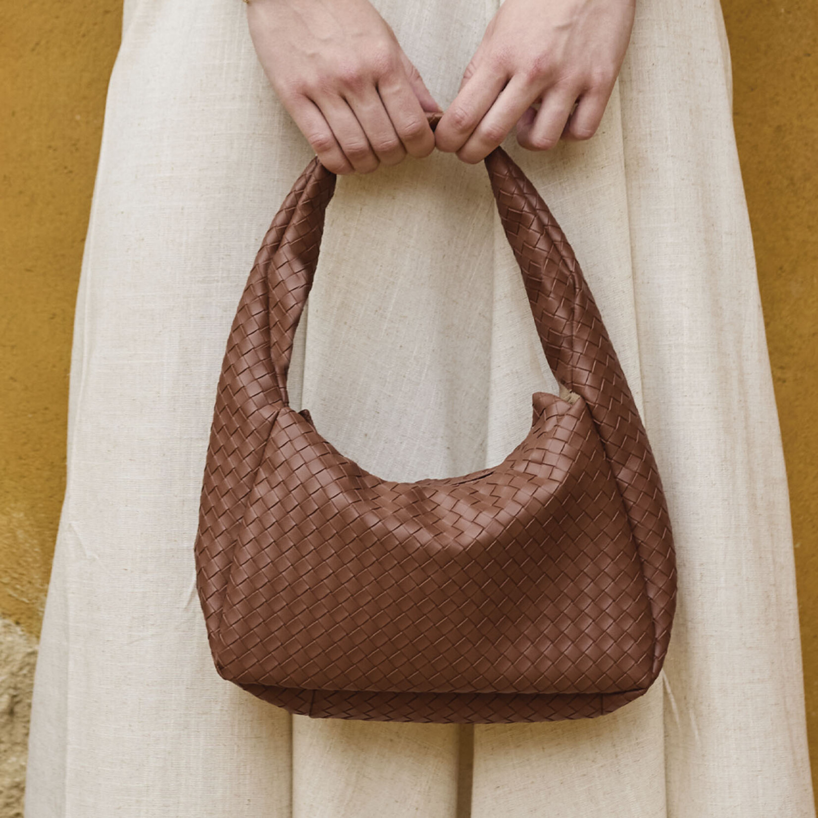 Katia Fabrics Gevlochten Imitatieleder Cognacbruin