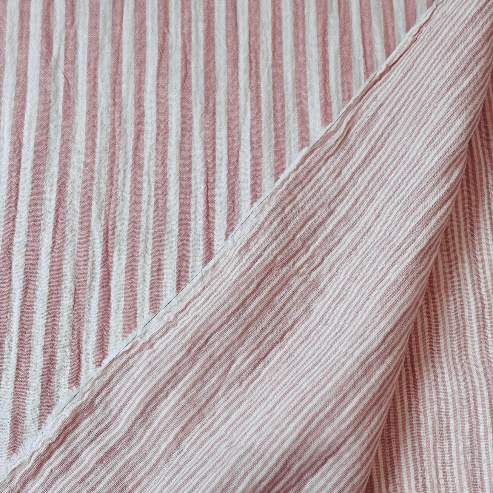 Double Gauze Streepje Oudroze