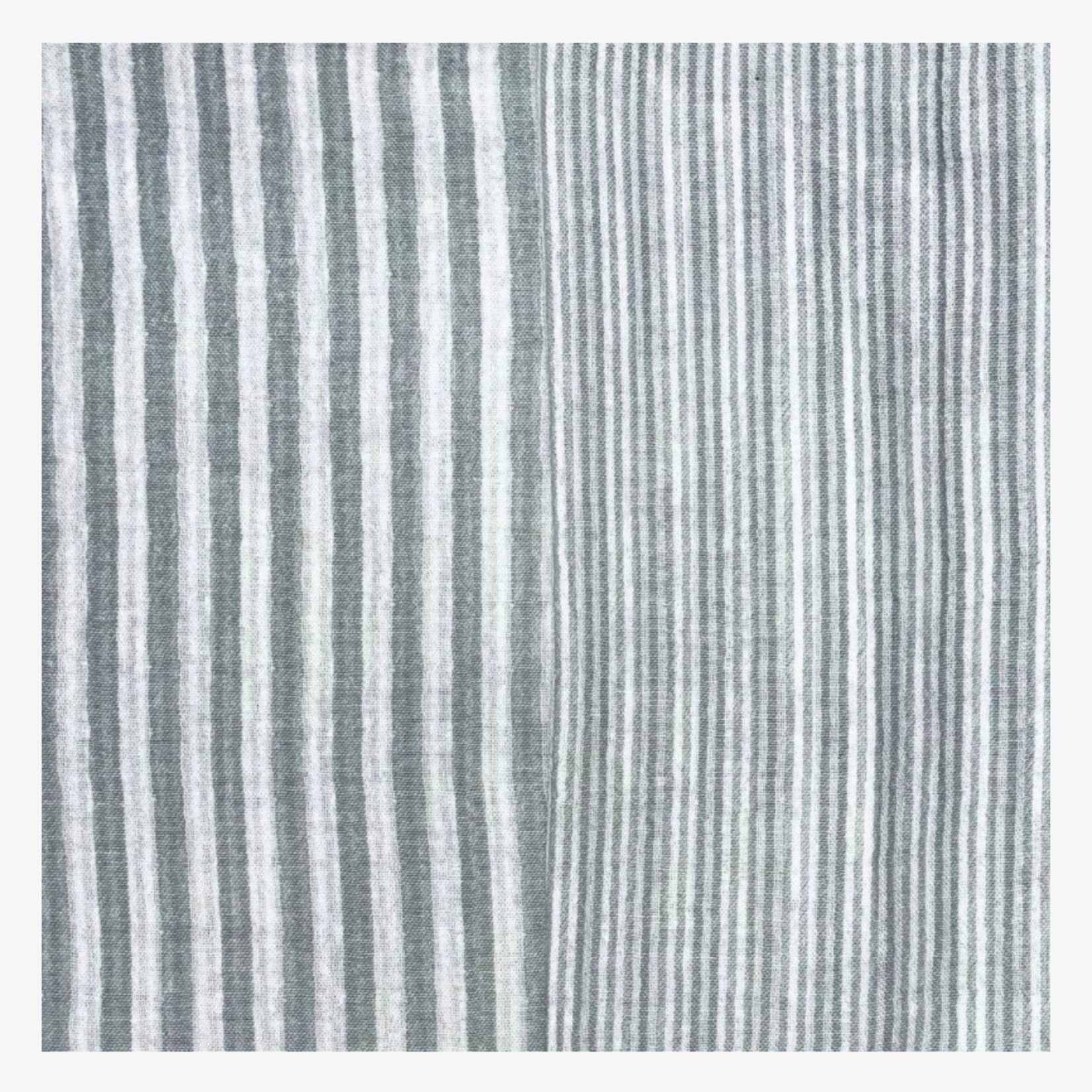Double Gauze Streepje Grijsgroen