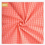 Seersucker Ruitje Peche/Ardbei