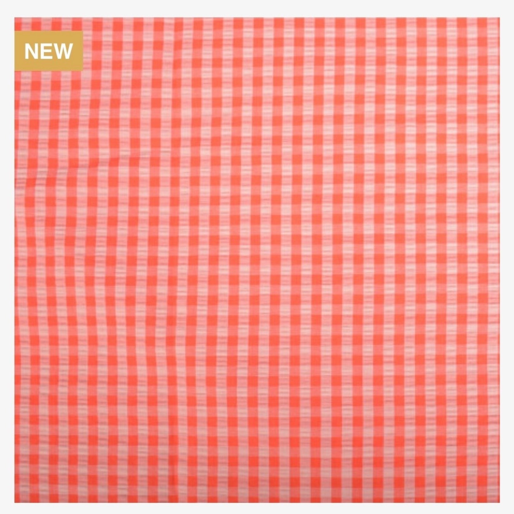 Seersucker Ruitje Peche/Ardbei