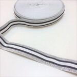 Rol 15m - Elastiek Wit-Zwart-Zilver