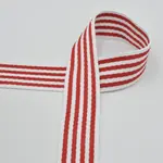 Tassenband Streep Rood-Wit - ROL 25m