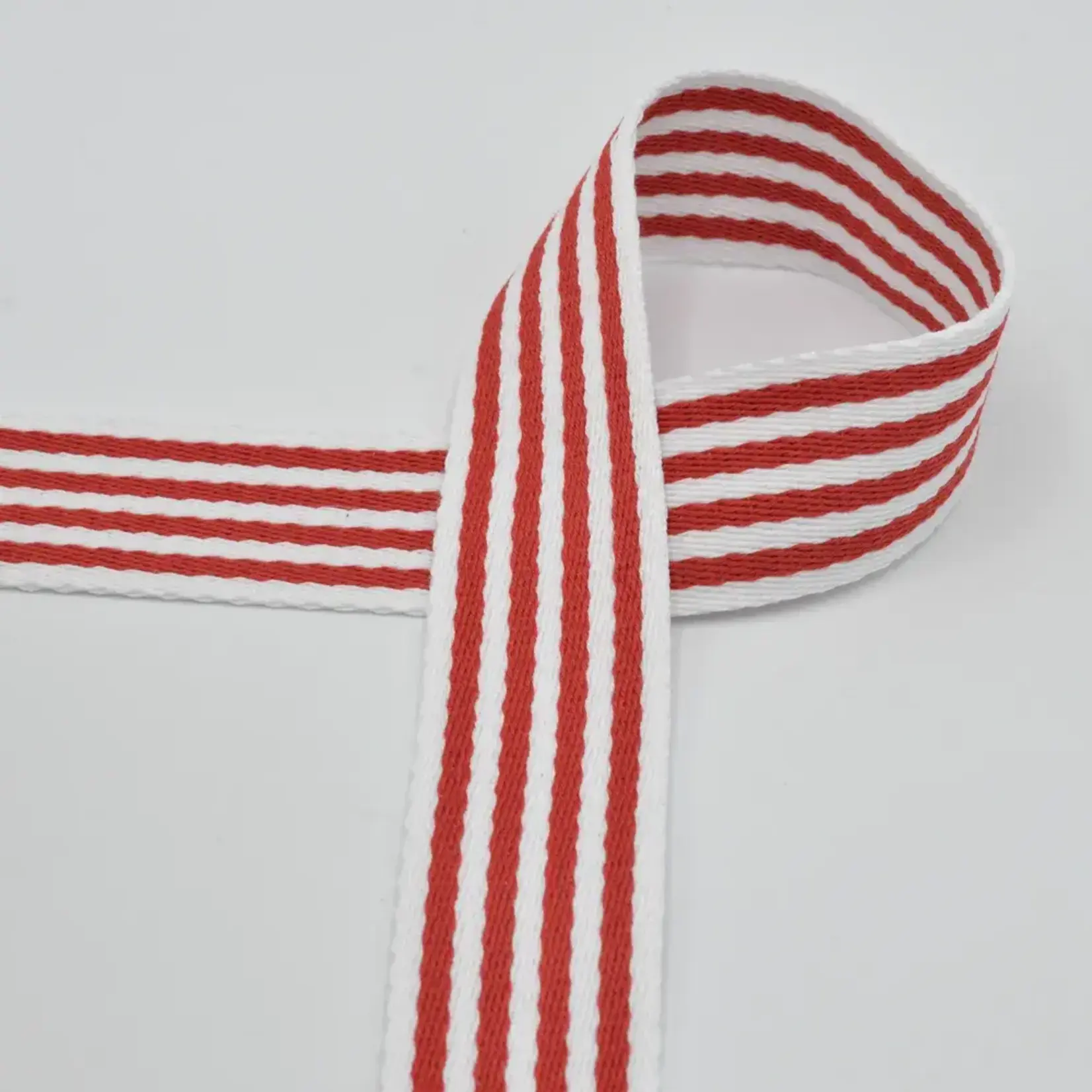 Tassenband Streep Rood-Wit - ROL 25m