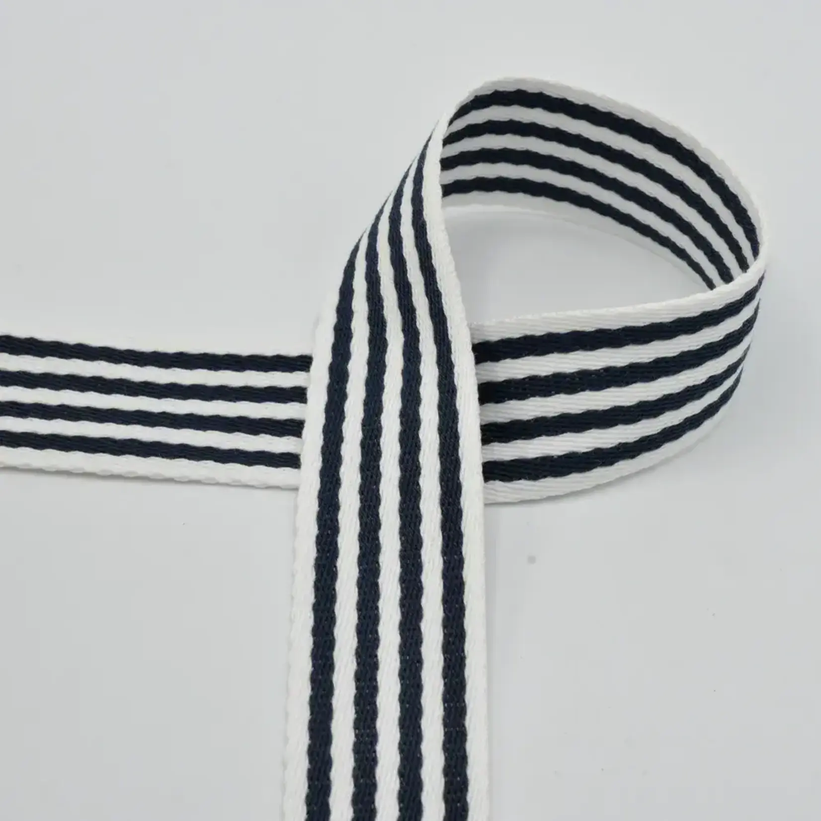 Tassenband Streep Blauw-Wit - ROL 25m