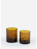 Deko Candles T-light holder amber shiny honeycomb cut M