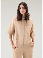 Woolrich Logo Full Zip Hoodie Feather Beige